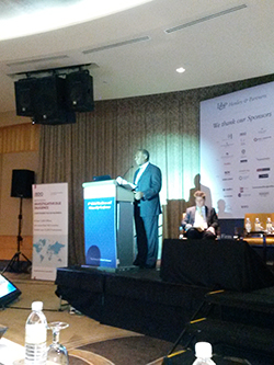 Premier of Nevis and Minister of Finance Hon. Vance Amory at the 8th annual Henley & Partners Global Residence and Citizenship Conference at the iconic Fullerton Hotel.